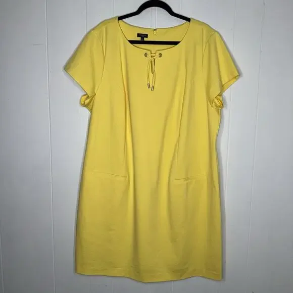 Talbots Women’s Yellow Shift Dress Size 22W - Picture 1 of 5